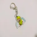 Crying Banana Cat acrylic keychain charm, cute funny meme cat design for bags and keys - Silver-Crying Banana Cat
