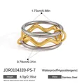 Minimalist silver and gold layered wavy stainless steel ring with dimensions and weight - US 7 / Multi-Layer Wave Style (JDR0104339-PS-7) / Gold and Silver