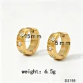 Detailed measurements for gold-plated stainless steel star hoop earrings with crystals - Gold