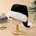 High-quality adult black and white short plush Santa hat for festive Christmas parties - Haipai Long Plush Long Style / Adult / Black