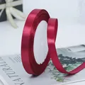 Premium 1cm wine red satin ribbon roll for elegant gift wrapping and floral bouquets - Dark Red