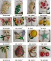 Assorted animal and flower crystal rhinestone alloy brooches in gold-tone setting - 16-Piece Mixed Animal Floral Brooch Style (16-Piece Set As Shown)