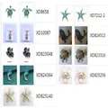 Selection of sea animal brooches including starfish and turtle with rhinestone inlay - Marine Animal Shape 9 Pieces Set