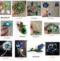 Collection of elegant floral alloy brooches with rhinestones, pearls and enamel details - 12-Piece Mixed Floral Brooch Style (Floral 12-Piece Set)