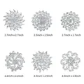 Selection of elegant silver flower rhinestone brooches in various sizes and designs - Six-Piece Set Silver Tone White Rhinestone Without Pendant Brooch (Silver White 6-Pack No Pendant)