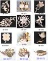 Exquisite alloy rhinestone floral brooch collection in various styles and SKU codes - 12 Styles KC Gold Cat's Eye Rhinestone Brooch Set (KC Gold, Cat's Eye 12-Piece Set)