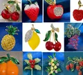 Diverse fruit-themed rhinestone alloy brooches featuring cherry and strawberry - 12-Piece Mixed Fruit Enamel Brooch Style (Fruit 12-Piece Set)