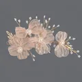 Elegant handmade floral hair clip with pearls and gold wire for bridal wedding hair accessories - Gold Wire Petal Versatile Hair Clip (HS-J6124)