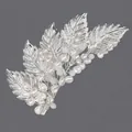 Handmade bridal hair clip with silver alloy leaves and elegant white pearls for weddings - Silver Leaf Versatile Duckbill Clip (HS-J6391S)