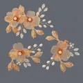 Handmade gold flower hair clip set decorated with elegant pearls and crystals for bridal wear - Light Luxury Gold Wire Birthday Clip (HS-J7290G)