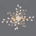 Handmade gold flower hair clip with elegant pearls and crystals for bridal wedding style - Gold Crystal Versatile Hair Clip (HS-J6640G)