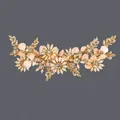 Elegant bridal floral hair clip featuring gold alloy leaves and sparkling rhinestones. - Gold Daily Floral Hair Comb (HS-J6216)