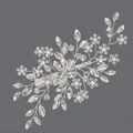 Elegante pinza de pelo plateada hecha a mano para novia con cristales y perlas brillantes - Pinza Para El Cabello Versátil De Lujo Con Diseño De Diamante Blanco Plateado Hs-j7457s