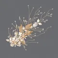 Handmade gold floral bridal hair clip accessory featuring pearls and detailed alloy leaves - Light Luxury Bridesmaid Duckbill Clip (HS-J6230)