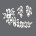 Elegant bridal crystal jewelry set featuring leaf hair comb and matching earrings - Rhinestone Versatile Daily Clip (HS-J6767S)