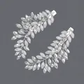 Pair of handcrafted crystal leaf bridal hair clips for wedding accessories and parties - Silver Princess Banquet Duckbill Clip (HS-J6027)