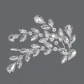 Elegant silver leaf bridal hair clip with clear marquise and teardrop crystals for wedding - Silver Rhinestone Daily Duckbill Clip (HS-J6612S)