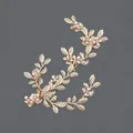 Handmade elegant gold bridal hair clip featuring pink flowers and crystal leaf details - Light Luxury Bridal Wedding Clip (HS-J6289)