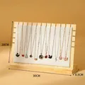 Wooden necklace display stand with 30cm width and white velvet backing for jewelry - Large Off-White