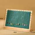 Professional wooden necklace display stand with green velvet surface 30x20x8.5cm size - L Green