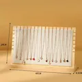 Large natural wooden necklace display stand organizer with dimensions 40x24x8.5cm - Extra Large Beige