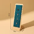 Wooden necklace display stand with teal velvet and 27.3cm height markings - 12-Slot Green (Bamboo Stand)