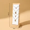 Natural wooden necklace display stand with white padded center, size 27.3x10x9.5cm - 12-Slot White (Bamboo Stand)