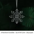 Pendentif flocon de neige en acrylique transparent à 8 branches pour décoration de Noël - Flocons De Neige En Forme De Branches D'arbre À 8 Pétales De 45 Mm (100 Pièces/paquet Vendus En Paquets Entiers). Ficelle Non Incluse.