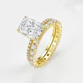 Elegant gold plated 925 silver ring set with radiant cut ice-flower cubic zirconia - US 5 / 2-Piece Set Gold