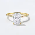 Macro detail of radiant cut ice flower zircon ring with pavé diamonds in 925 silver - US 5 / Style KR3131 / Gold