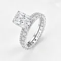 925 sterling silver engagement ring with sparkling rectangular ice-cut zircon for women - US 5 / 2-Piece Set Platinum