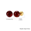 Detailed macro view showing size measurements of red cherry shaped fruit earrings - Dark Red Ball Clasp Cherry Style (ES-737G)