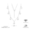 Vue détaillée du collier fleur en argent sterling S925 avec longueur et poids - Argent 925 plaqué or blanc / Argenté