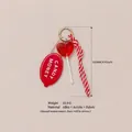 Red heart lollipop and Money Candy keychain bag charm with braided rope, 125mm length - Heart Tag