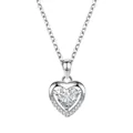 Elegant sterling silver heart pendant necklace featuring a central shimmering zircon stone - Heart of the Ocean - White Zirconia