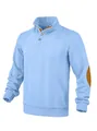 Herren Strickpullover in Hellblau mit Stehkragen und stilvollen braunen Ellbogen-Patches - S / Himmelblau