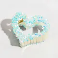 Grande molletta per capelli a forma di cuore con glitter blu e viola brillanti. - Paillettes Tonde Blu Chiaro