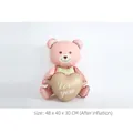 Cute 3D sitting pink teddy bear aluminum foil balloon holding heart for birthday party decor - 3D Matte Pink Sitting Bear with Love Heart