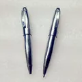 Portable 10.2cm silver metal rotating ballpoint pens set for office and student use - Metal