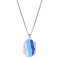 Collier avec pendentif géométrique octogonal, pierres bleues et chaîne argentée - Style Peint Épissé Octogonal (STN25652)