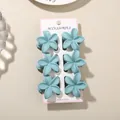 Set of 6 matte light blue frangipani flower hair clips for women - 4cm Frangipani Style / 6-Piece Set (Bulk) / Sky Blue