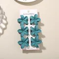 Set of six matte teal plumeria flower hair claw clips for women, presented on display card - 4cm Frangipani Style / 6-Piece Set (Bulk) / Teal