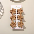 Set of 6 matte brown plumeria flower hair claw clips for women on display card - Frangipani Style / 6-Piece Set (With Card) / Khaki