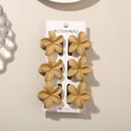 Elegant set of 6 matte nude frangipani flower hair claws for vintage women's styling. - Frangipani Style / 6-Piece Set (With Card) / Light Coffee