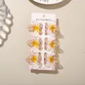 6pcs set frangipani flower hair clips in translucent yellow glitter finish - Glitter Frangipani Style / 6-Piece Set (4cm) / Glitter - Pink / Bulk Packaging