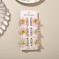 Beautiful set of 6 pink gradient frangipani flower hair claw clips on display card - Glitter Frangipani Style / 6-Piece Set (4cm) / Glitter - Green / Bulk Packaging