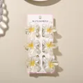 Set of 6 pearlescent frangipani flower hair claw clips for women - White Pearly Frangipani Style / 6-Piece Set (4cm) / Pearl White Yellow / Bulk Packaging