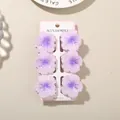 Elegant set of six purple frangipani flower hair clips displayed on a white card backing. - Gradient Hibiscus Style / 6-Piece Set (4cm) / #4 Purple
