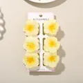 Pack of 6 elegant yellow plumeria flower mini hair claw clips for women and girls - Gradient Hibiscus Style / 6-Piece Set (4cm) / #5 Yellow