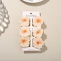 Set of 6 elegant frangipani flower hair claw clips for women on display card - Gradient Hibiscus Style / 6-Piece Set (4cm) / #2 Orange-Red
